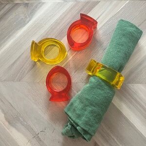 Set of 4 Vintage Fish Shaped Acrylic / Lucite Napkin Holders